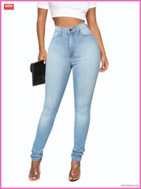 High Waisted Skinny Jeans Butt Lifting Stretch Tummy Control